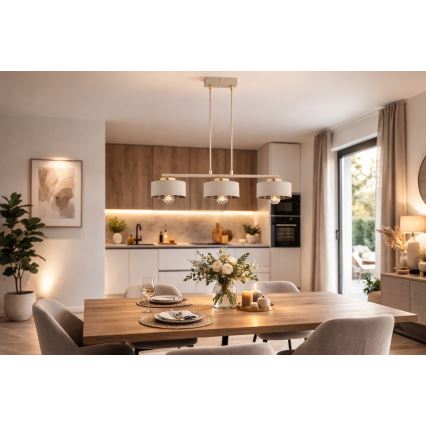 Brilagi - Luster na sajli SPRING 3xE27/60W/230V bež/zlatna