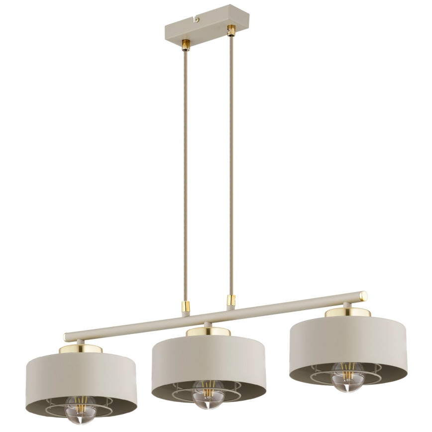 Brilagi - Luster na sajli SPRING 3xE27/60W/230V bež/zlatna