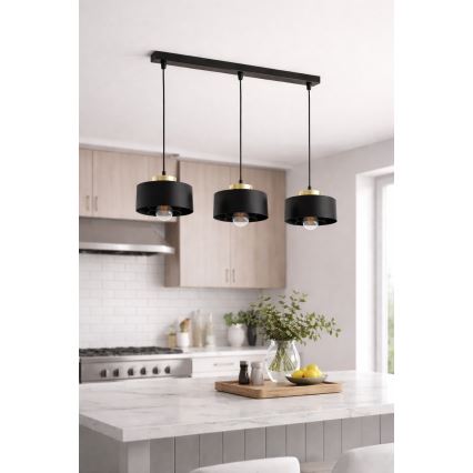 BRILAGI - Luster na sajli SPRING 3xE27/60W/230V crna/zlatna
