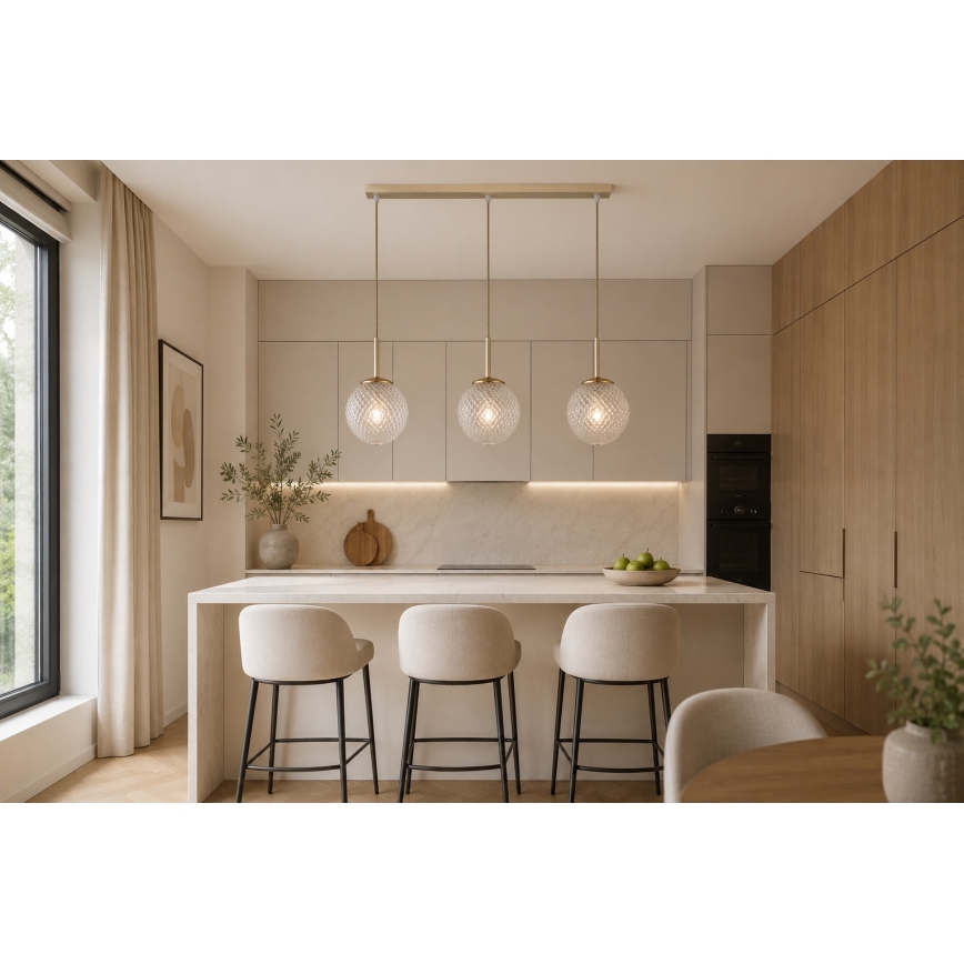 Brilagi - Luster na sajli STELLA 3xE27/60W/230V bež/zlatan