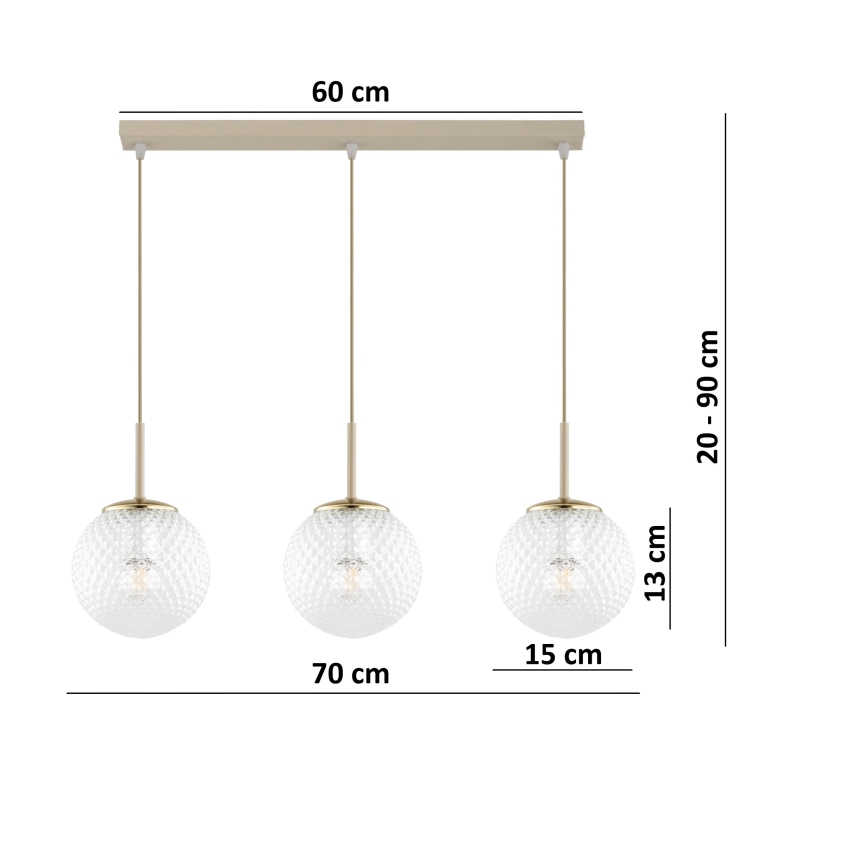 Brilagi - Luster na sajli STELLA 3xE27/60W/230V bež/zlatan