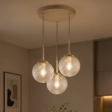 Brilagi - Luster na sajli STELLA 3xE27/60W/230V bež/zlatna