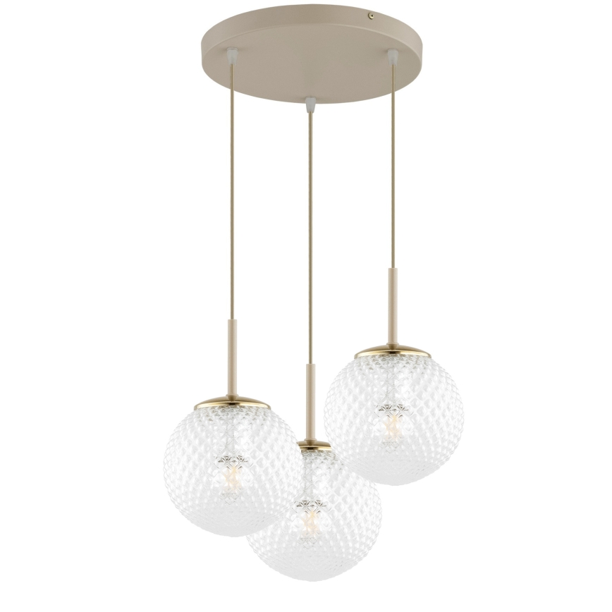 Brilagi - Luster na sajli STELLA 3xE27/60W/230V bež/zlatna