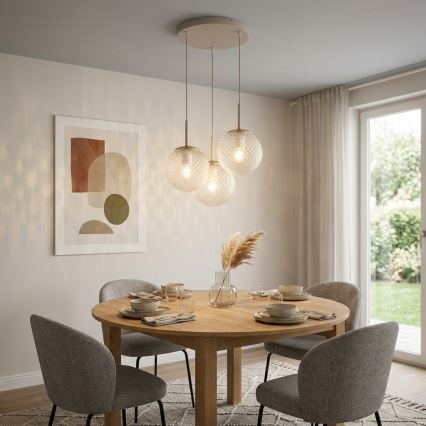Brilagi - Luster na sajli STELLA 3xE27/60W/230V bež/zlatna
