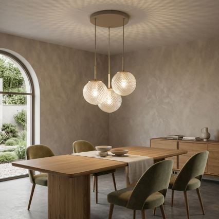 Brilagi - Luster na sajli STELLA 3xE27/60W/230V bež/zlatna