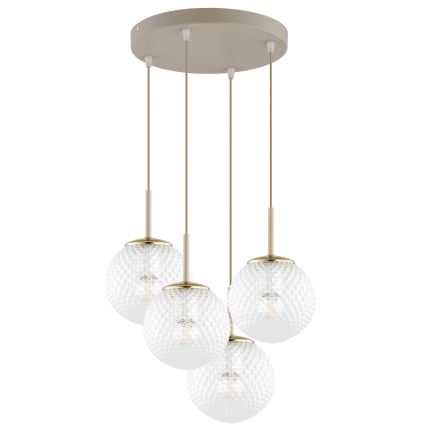 Brilagi - Luster na sajli STELLA 4xE27/60W/230V bež/zlatna