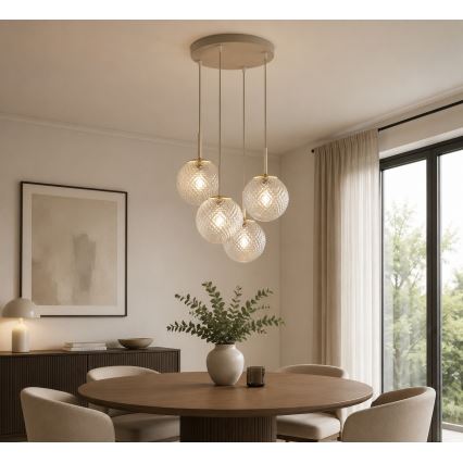 Brilagi - Luster na sajli STELLA 4xE27/60W/230V bež/zlatna