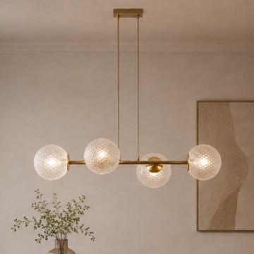 Brilagi - Luster na sajli STELLA 4xE27/60W/230V bež/zlatna