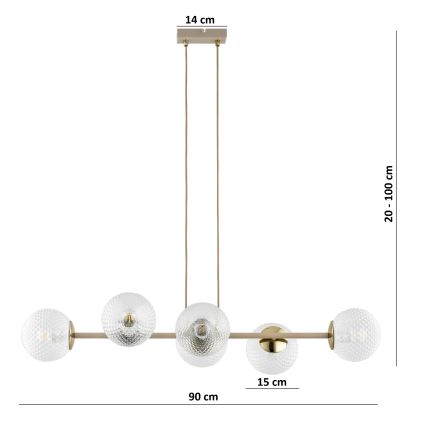 Brilagi - Luster na sajli STELLA 6xE27/60W/230V bež/zlatna