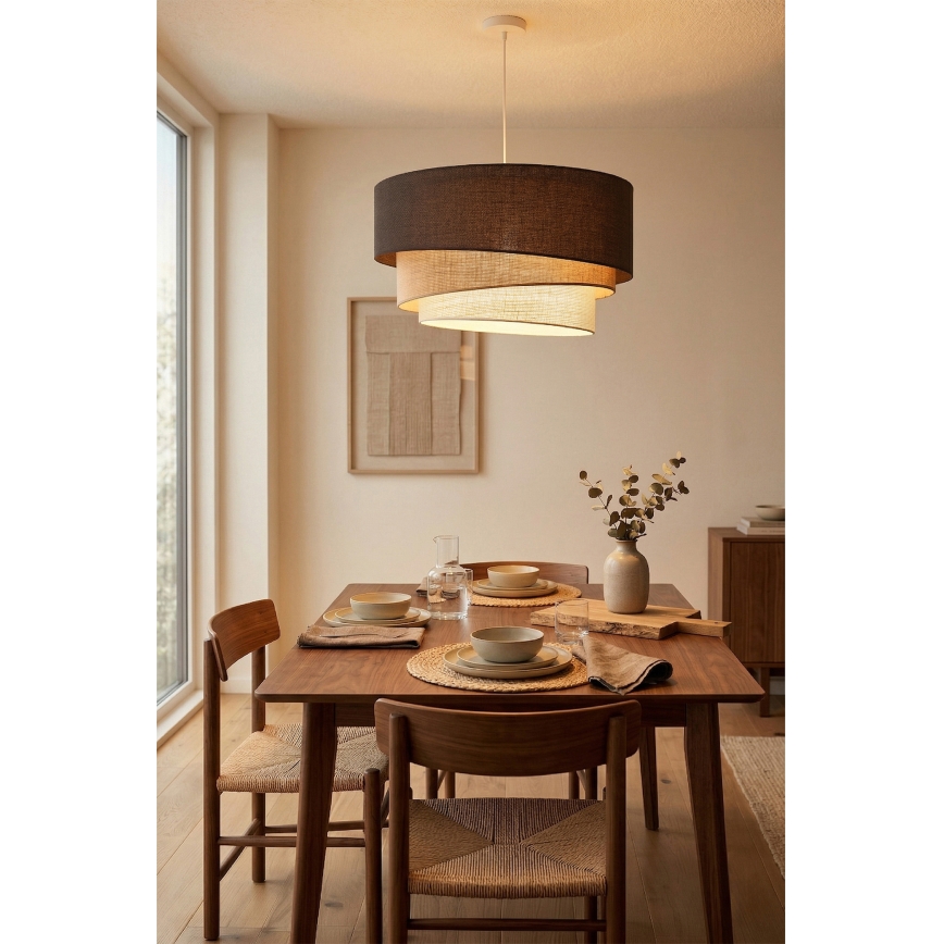 Brilagi - Luster na sajli TRIO 3xE27/60W/230V, prečnik 60 cm, braon/bež/bela
