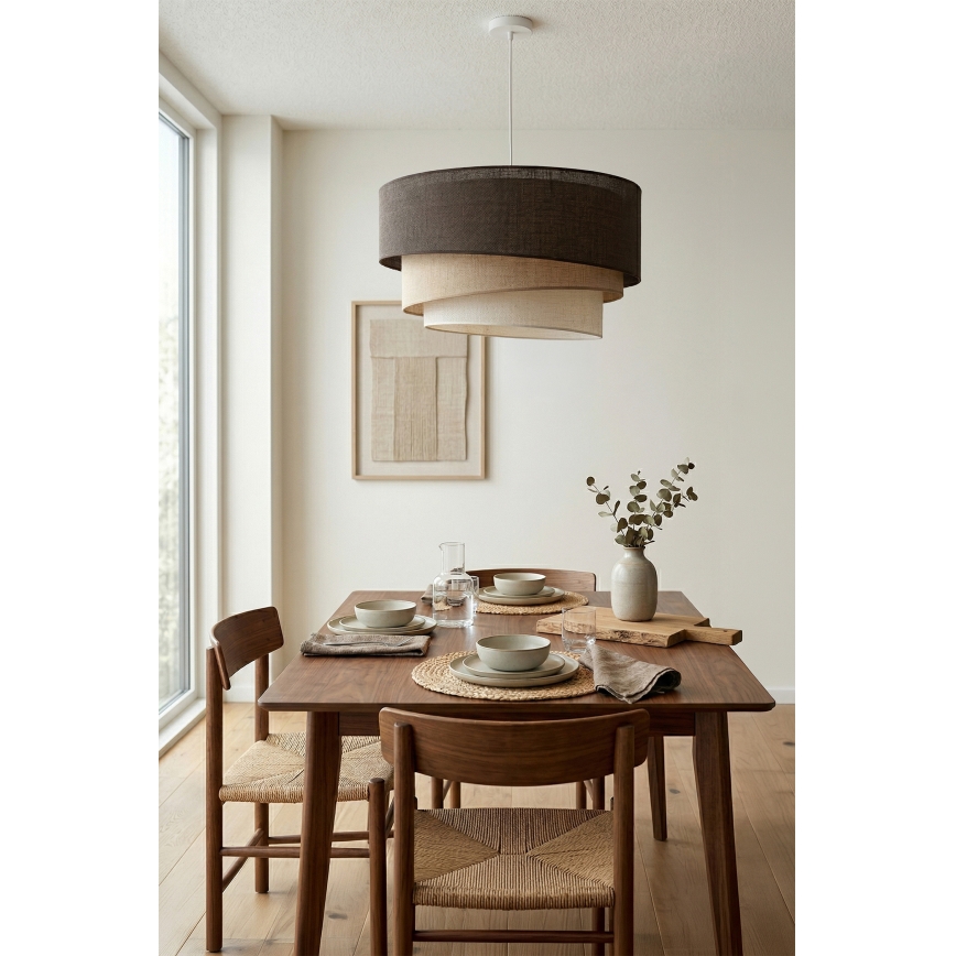 Brilagi - Luster na sajli TRIO 3xE27/60W/230V, prečnik 60 cm, braon/bež/bela