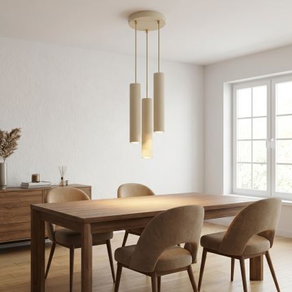 Brilagi - Luster na sajli TUBE 3xGU10/15W/230V bež/zlatna