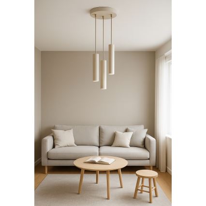 Brilagi - Luster na sajli TUBE 3xGU10/15W/230V bež/zlatna