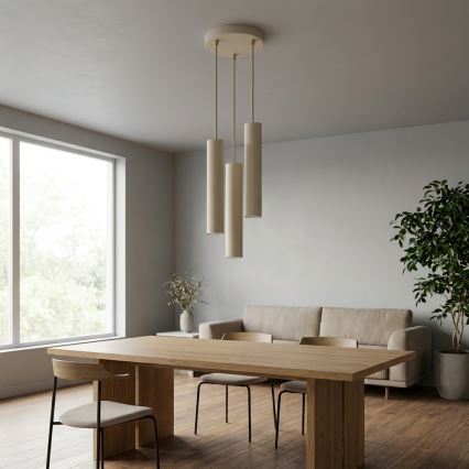 Brilagi - Luster na sajli TUBE 3xGU10/15W/230V bež/zlatna