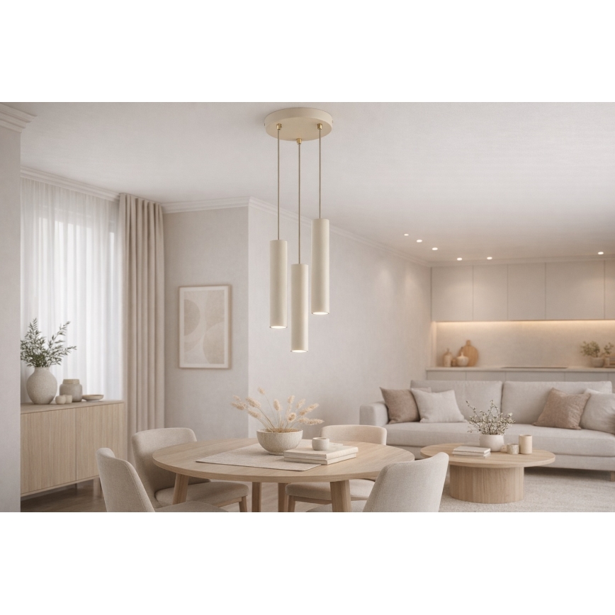 Brilagi - Luster na sajli TUBE 3xGU10/15W/230V bež/zlatna