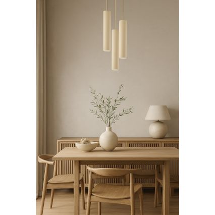 Brilagi - Luster na sajli TUBE 3xGU10/15W/230V bež/zlatna
