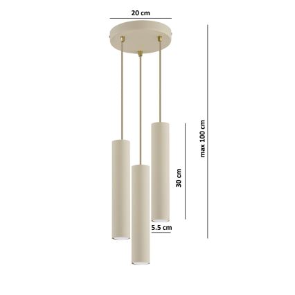 Brilagi - Luster na sajli TUBE 3xGU10/15W/230V bež/zlatna