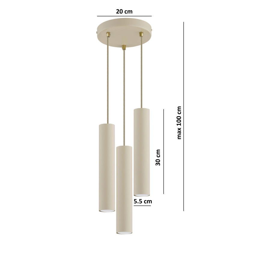 Brilagi - Luster na sajli TUBE 3xGU10/15W/230V bež/zlatna