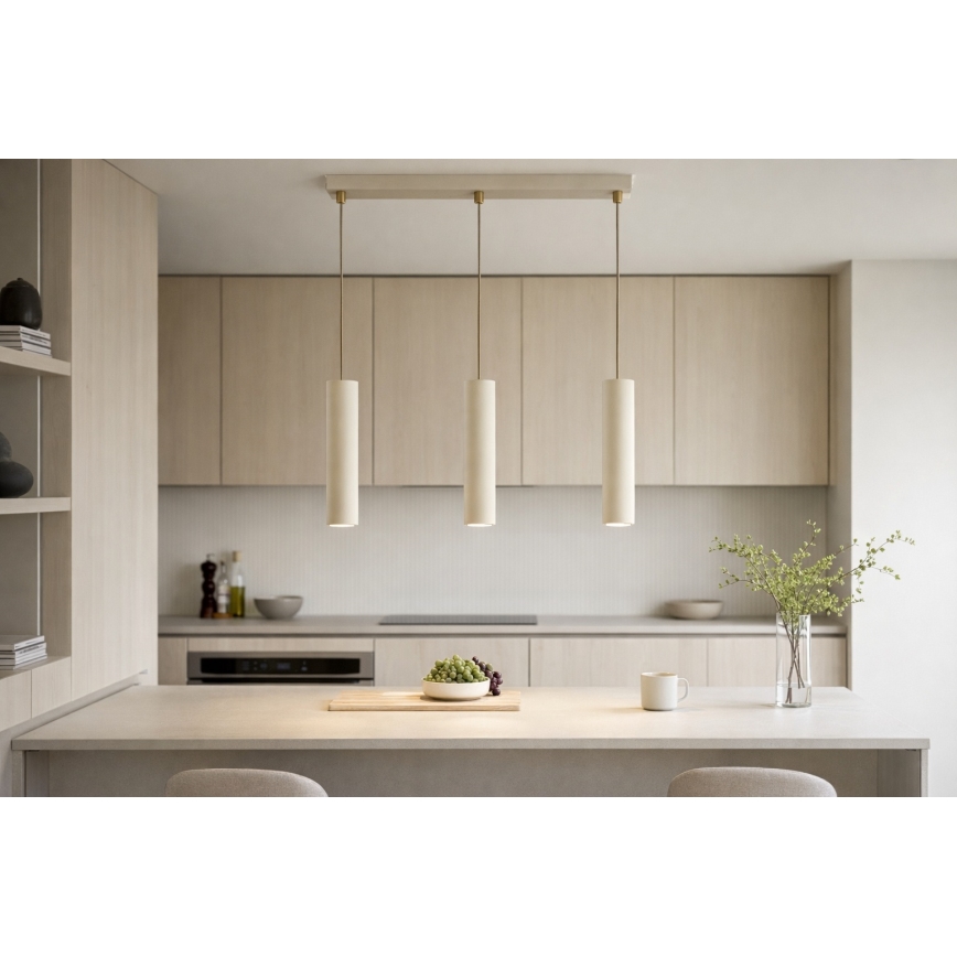 Brilagi - Luster na sajli TUBE 3xGU10/15W/230V bež/zlatna