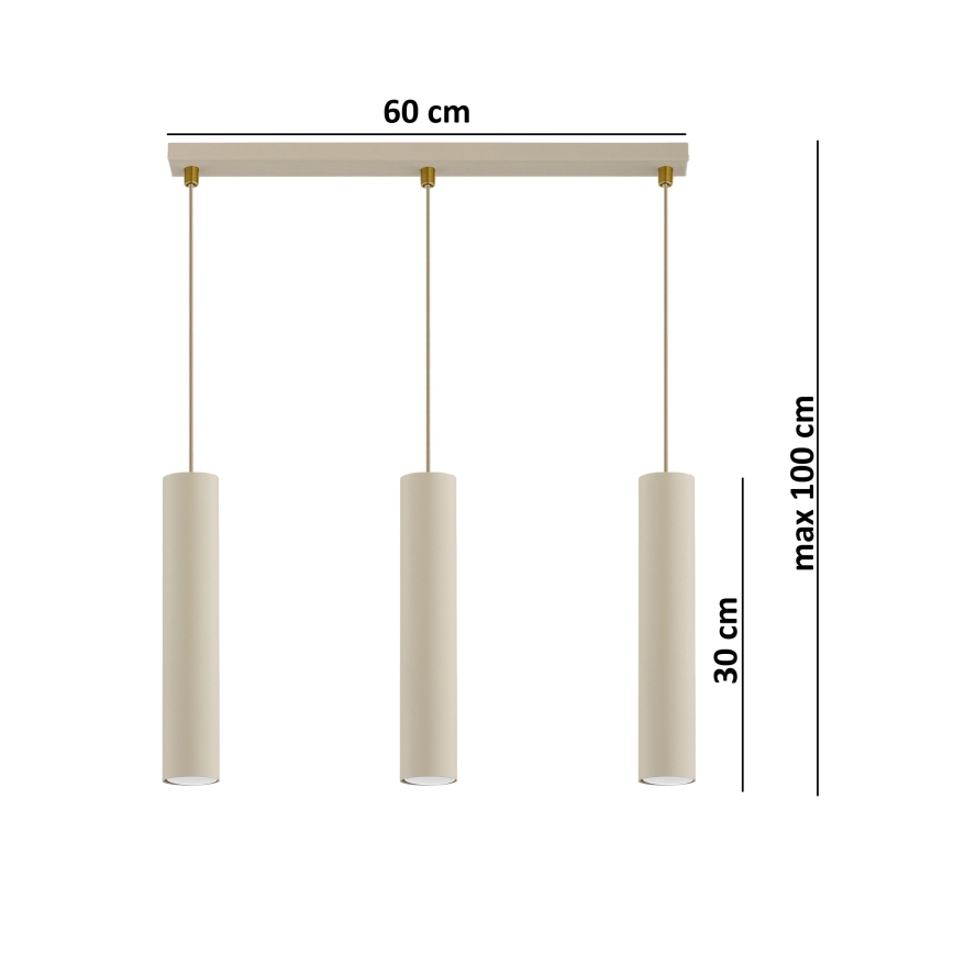Brilagi - Luster na sajli TUBE 3xGU10/15W/230V bež/zlatna