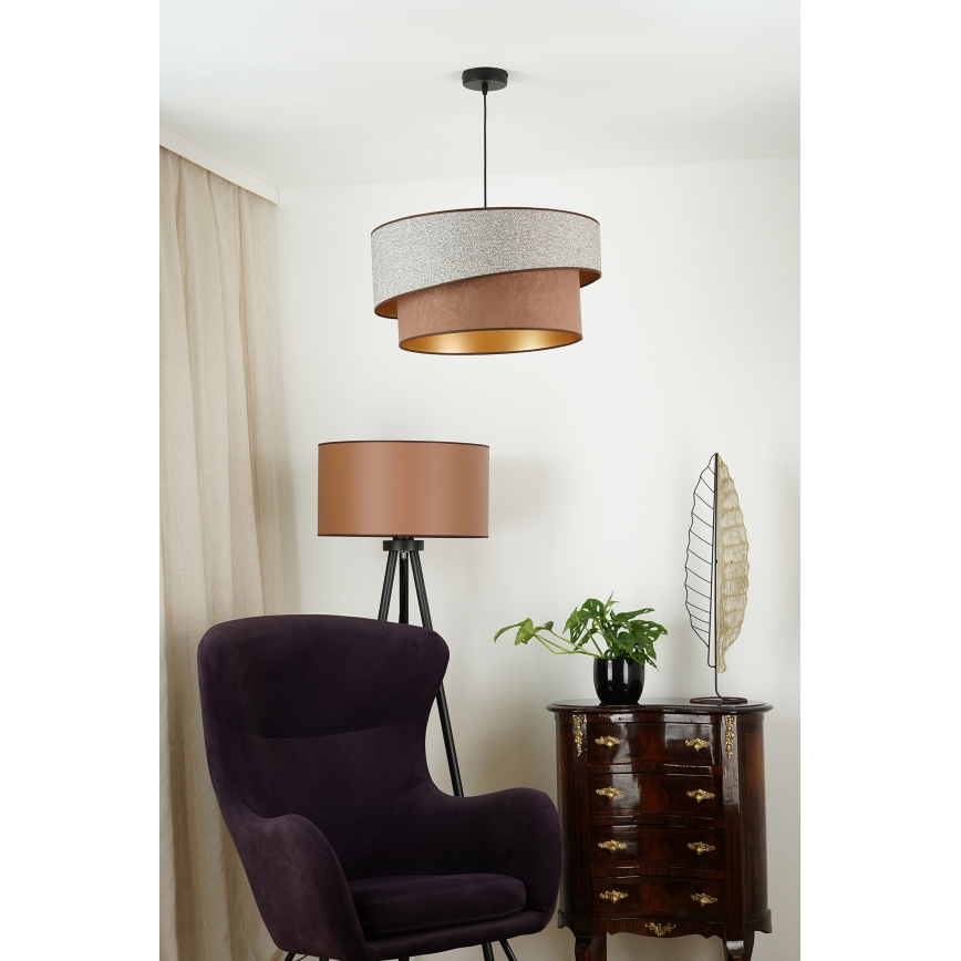 Brilagi - Luster na sajli VEGAS SHINE 1xE27/15W/230V Ø 50 cm siva/smeđa