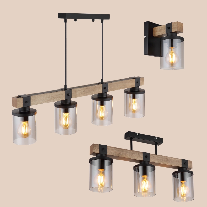 Brilagi - Luster na sajli VISTA 4xE27/60W/230V hrast