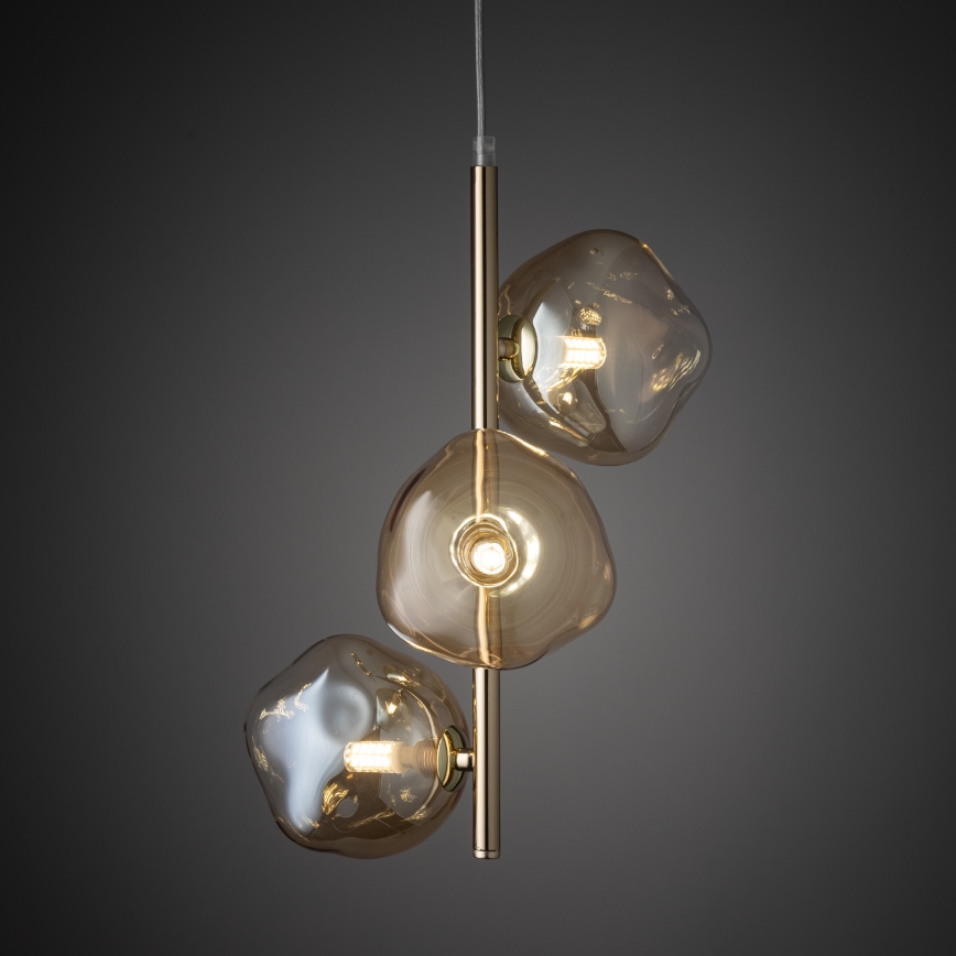 Brilagi - Luster na sajli VULCANO 3xG9/8W/230V zlatna/dimljasto bež