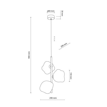 Brilagi - Luster na sajli VULCANO 3xG9/8W/230V zlatna/dimljasto bež