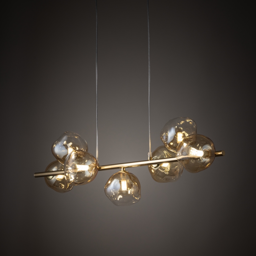 Brilagi - Luster na sajli VULCANO 7xG9/8W/230V zlatna/dimljeno bež