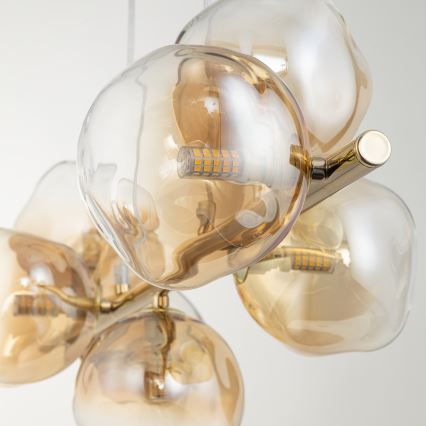 Brilagi - Luster na sajli VULCANO 7xG9/8W/230V zlatna/dimljeno bež