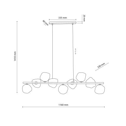 Brilagi - Luster na sajli VULCANO 9xG9/8W/230V bež/zadimljeno bež