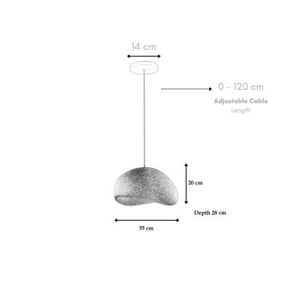 Brilagi - Luster na sajli WABI SABI 1xE27/40W/230V prečnik 35 cm, crne boje