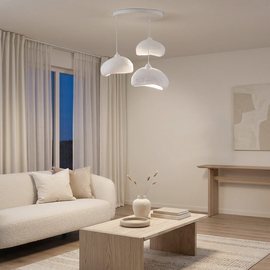 Brilagi - Luster na sajli WABI SABI 3xE27/40W/230V prečnik 60 cm bela