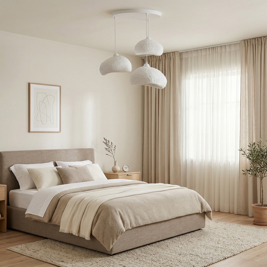 Brilagi - Luster na sajli WABI SABI 3xE27/40W/230V prečnik 60 cm bela