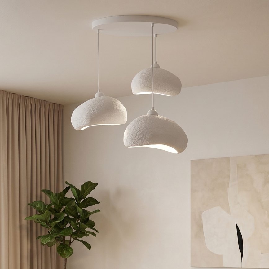 Brilagi - Luster na sajli WABI SABI 3xE27/40W/230V prečnik 60 cm bela