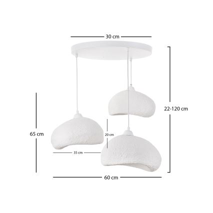 Brilagi - Luster na sajli WABI SABI 3xE27/40W/230V prečnik 60 cm bela