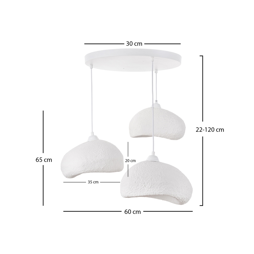 Brilagi - Luster na sajli WABI SABI 3xE27/40W/230V prečnik 60 cm bela