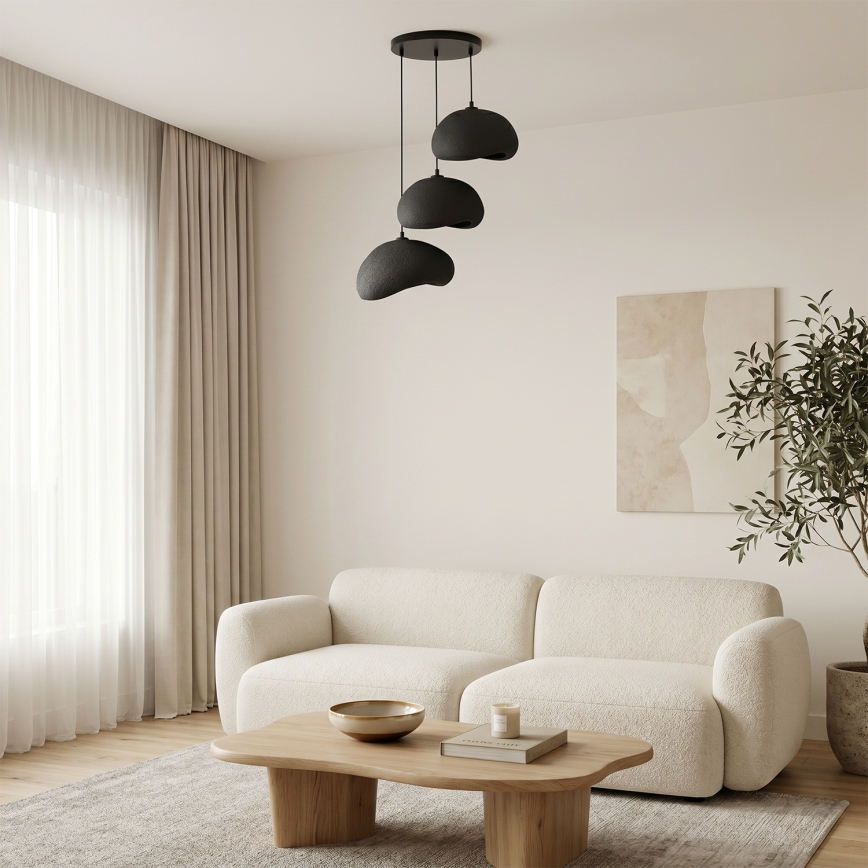 Brilagi - Luster na sajli WABI SABI 3xE27/40W/230V prečnik 60 cm crna