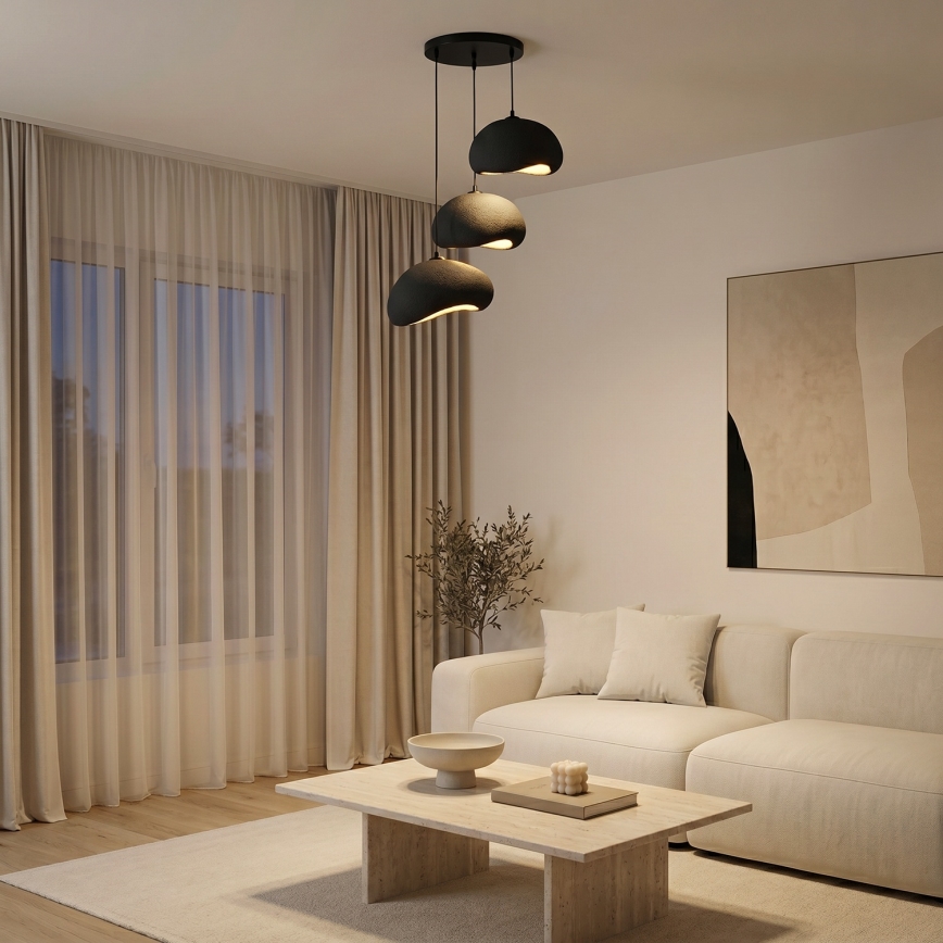 Brilagi - Luster na sajli WABI SABI 3xE27/40W/230V prečnik 60 cm crna