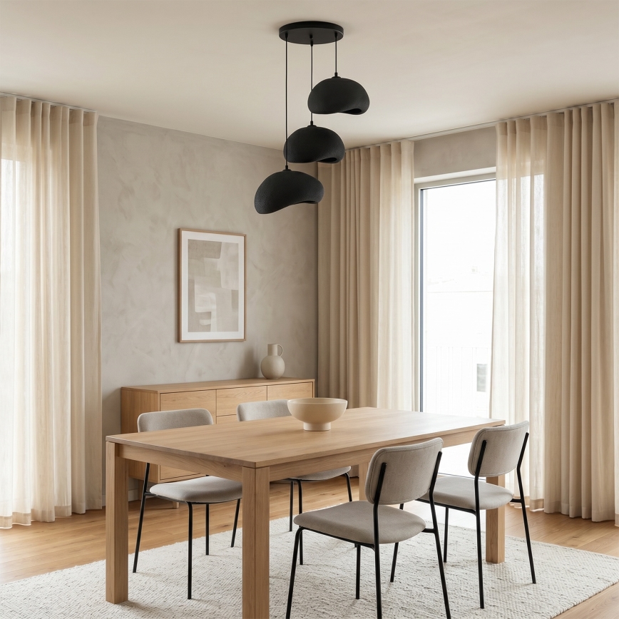Brilagi - Luster na sajli WABI SABI 3xE27/40W/230V prečnik 60 cm crna