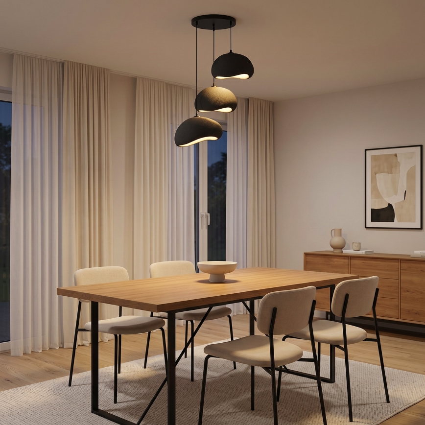 Brilagi - Luster na sajli WABI SABI 3xE27/40W/230V prečnik 60 cm crna