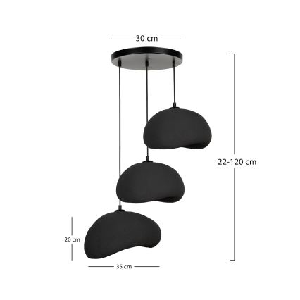 Brilagi - Luster na sajli WABI SABI 3xE27/40W/230V prečnik 60 cm crna