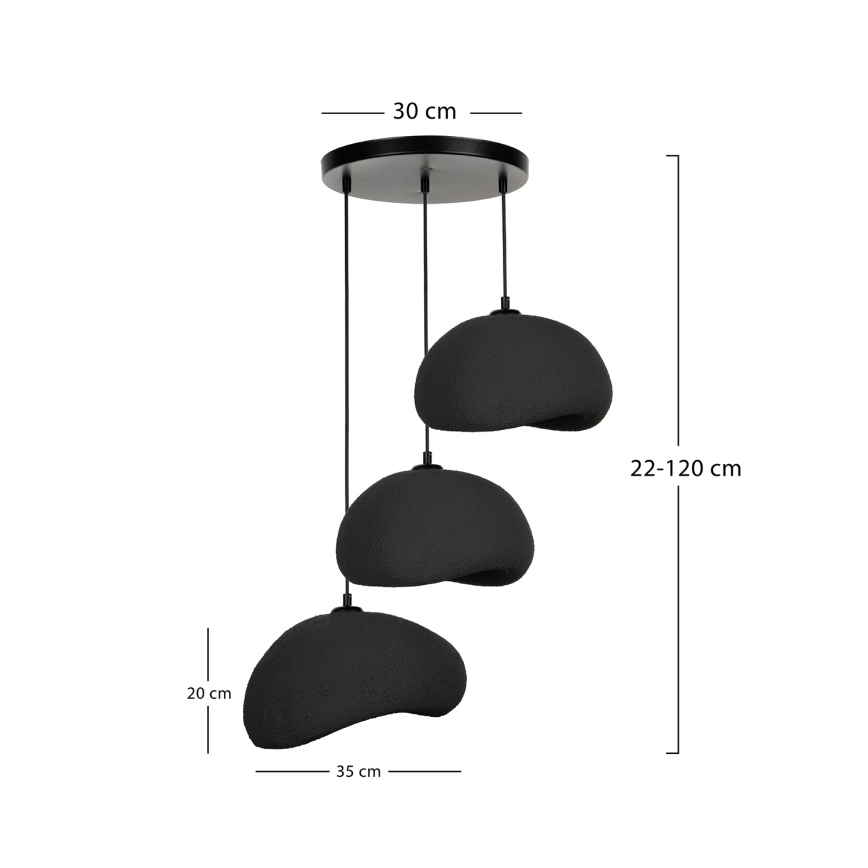 Brilagi - Luster na sajli WABI SABI 3xE27/40W/230V prečnik 60 cm crna