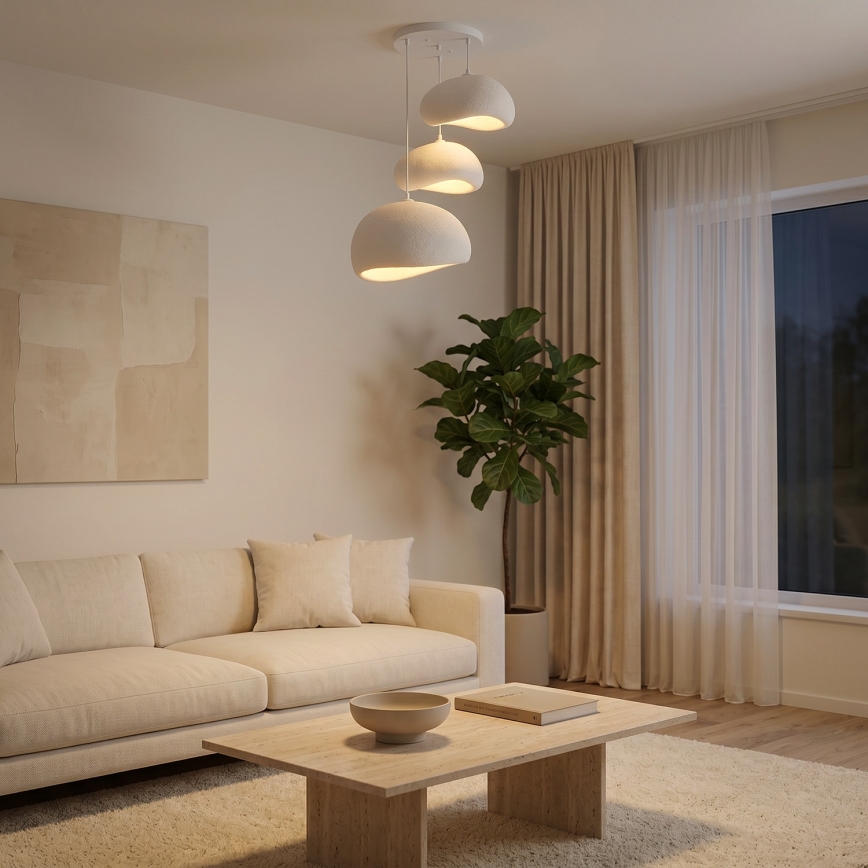 BRILAGI - Luster na sajli WABI SABI, 3xE27/40W/230V, prečnik 76 cm, bela