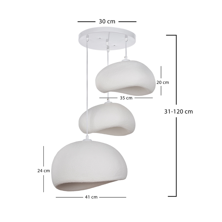 BRILAGI - Luster na sajli WABI SABI, 3xE27/40W/230V, prečnik 76 cm, bela