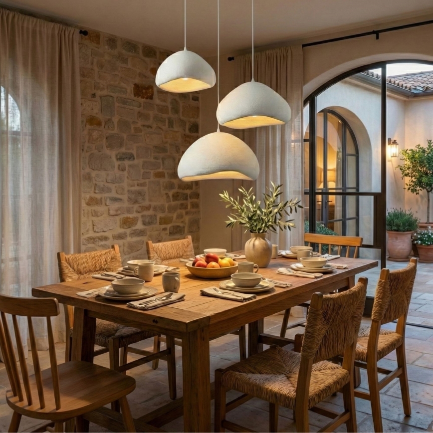 Brilagi - Luster na sajli WABI SABI 3xE27/40W/230V prečnik 82 cm beli