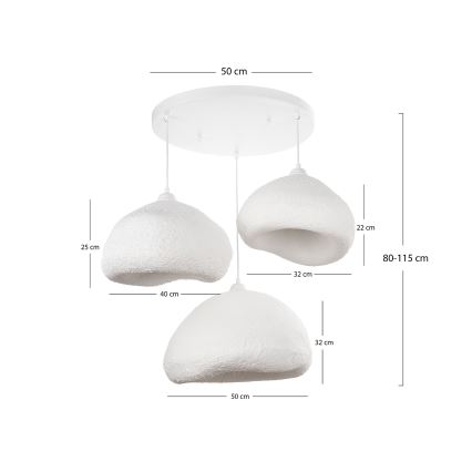 BRILAGI - Luster na sajli WABI SABI 3xE27/40W/230V prečnik 82 cm beli