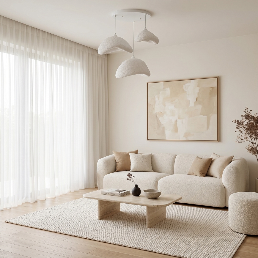 Brilagi - Luster na sajli WABI SABI 3xE27/40W/230V prečnik 82 cm beli