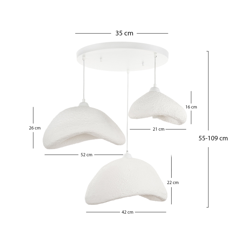 Brilagi - Luster na sajli WABI SABI 3xE27/40W/230V prečnik 82 cm beli