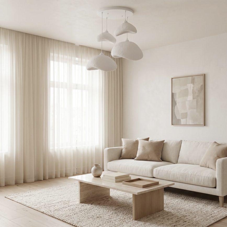 Brilagi - Luster na sajli WABI SABI 4xE27/40W/230V, prečnik 90 cm, bela
